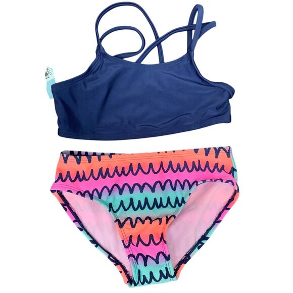 Cat & Jack Other - New Cat & Jack Girls XS 4/5 UPF 50+ Navy Blue Bikini 2PC Swim Swimsuit